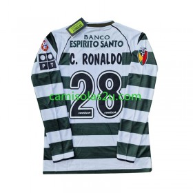 Camisolas de futebol Sporting Clube de Portugal Cristiano Ronaldo 28 2001-2003 Retro Equipamento Principal Manga Comprida